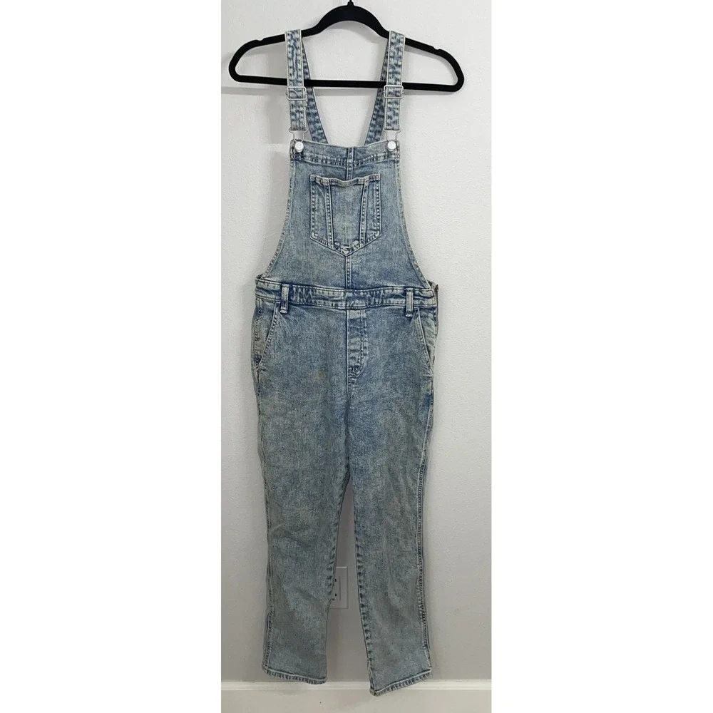 Old Navy Vintage Y2K Denim Bib Overalls Girls L‎ 10 Blue Light Wash Relaxed